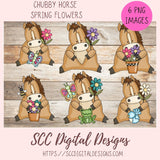 Horse PNG, Spring Flowers, Blue Bird, Frog, Butterfly, Bumble Bees Clip Art, Elements for Scrapbooking, Paper Crafting Clipart, Kid's Printable Wall Art for Girls Room Animal Lover Gift