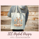 Whimsical Easter Bunny Stickers PNGs for Digital and Printable Planners, Bullet Journals, Scrapbooking, Laptops, Spring Floral Rabbit Gift for Women