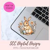 Whimsical Easter Bunny Stickers PNGs for Digital and Printable Planners, Bullet Journals, Scrapbooking, Laptops, Spring Floral Rabbit Gift for Women
