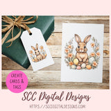 Whimsical Easter Bunny Stickers PNGs for Digital and Printable Planners, Bullet Journals, Scrapbooking, Laptops, Spring Floral Rabbit Gift for Women