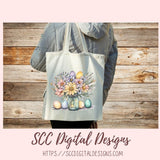 Easter Egg Floral Bouquet Stickers PNGs for Digital and Printable Planners, Bullet Journals, Scrapbooking, Laptops, Spring Flowers