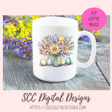 Easter Egg Floral Bouquet Stickers PNGs for Digital and Printable Planners, Bullet Journals, Scrapbooking, Laptops, Spring Flowers