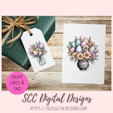 Easter Egg Floral Bouquet Stickers PNGs for Digital and Printable Planners, Bullet Journals, Scrapbooking, Laptops, Spring Flowers