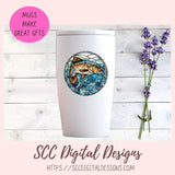 Stained Glass PNG Sticker Pack for Digital and Printable Planners, Journals, Scrapbooking, Fish Car Decals, Instant Download Pre-Cropped Goodnotes Compatible PNG Images