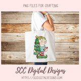 Christmas Elves Clipart, Trees Candy Gingerbread Cookie Clip Art for Sublimation, Happy Elf PNG for Stickers for Kids and Paper Crafting
