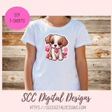 Kawaii Valentine Pups PNG Stickers for Digital or Paper Planners, Pre-Cropped Goodnotes Compatable, Printable Clip Art Scrapbook Elements