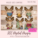 Camping Moose PNG 6 designs in 300 dpi png format