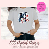 Border Collie PNG Digital Stickers, Patriotic Animal Lover Gift Pre-Cropped Print and Cut Stickers, Goodnotes Compatible Planner Accessories
