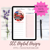 Patriotic Old Red Truck Digital Stickers, Americana Lover Gift, Pre-Cropped Print and Cut Stickers, Goodnotes Compatible Planner Accessories
