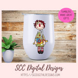 Annie Clipart, Vintage Sewing Machine PNG, Pin Cushion, Seam Ripper Digital Download Primitive Doll Clip Art for T-Shirts for Women and Kids