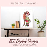Annie Clipart, Vintage Sewing Machine PNG, Pin Cushion, Seam Ripper Digital Download Primitive Doll Clip Art for T-Shirts for Women and Kids