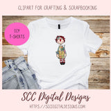 Annie Clipart, Vintage Sewing Machine PNG, Pin Cushion, Seam Ripper Digital Download Primitive Doll Clip Art for T-Shirts for Women and Kids