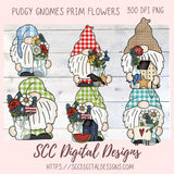 Pudgy Gnomes Love Prim Flowers Clipart 6 - 300 dpi png images