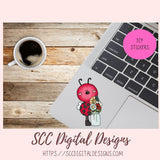 Cute Bee PNG for Sublimation for Stickers, Primitive Flower Clipart for Scrapbook Elements, Whimsical Wildlife Clip Art for Kid's Wall Decor