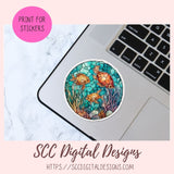 Stained Glass PNG Sticker Pack for Digital and Printable Planners, Journals, Notebooks & Digital Scrapbooking, Sea Life Car Decals, Instant Download Pre-Cropped Goodnotes Compatible PNG Images