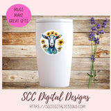 Cute Goat Sticker Set for Digital Planning and Printable Planners, Journals, Scrapbooking, Sunflowers & Goats PNG, Instant Download Goodnotes Compatible PNG Images