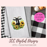 Cute Goat Sticker Set for Digital Planning and Printable Planners, Journals, Scrapbooking, Sunflowers & Goats PNG, Instant Download Goodnotes Compatible PNG Images