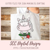 Whimsical Unicorns School Days Clipart for Stickers for Girls, School Pencils, Crayons, Glue & Apple PNG for Printable Art for Teachers