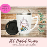 Whimsical Unicorns School Days Clipart for Stickers for Girls, School Pencils, Crayons, Glue & Apple PNG for Printable Art for Teachers