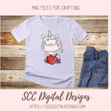 Whimsical Unicorns School Days Clipart for Stickers for Girls, School Pencils, Crayons, Glue & Apple PNG for Printable Art for Teachers