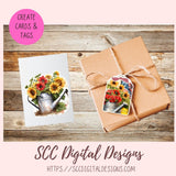 Spring PNG Bundle, Galvanized Water Can and Sunflowers Printable & Digital Sticker Clipart Images for Planner Accessories, Scrapbooking Elements
