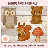 Cute Woodland Animals Clipart 12 - designs in 300 dpi png format