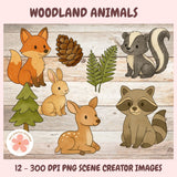 Cute Woodland Animals Clipart 12 - designs in 300 dpi png format