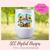 Sunflower Woodland Gnome Clipart Bundle 6 - 300 dpi png images