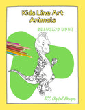 Kid's Line Art Animals Coloring Book Printable Pages, Creative Art Therapy for Kids & Adults, Homeschool Activity  Resources