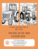 Farm Tractors Coloring Pages, Print at Home for Kids and Adults, Relaxing Therapeutic & Creative, Instant Download Printable Coloringbook