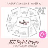 Printable Transportation Color by Number, Print at Home Kids Coloring Books, Home School Teacher Resources, Fun & Educational Activities, Instant Download
