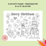 Christmas Activity Page for Kids, Printable Christmas Placemat, Teacher & Home School Resources, Classroom Coloring, Christmas Party Activities, Maze, Tic Tack Toe