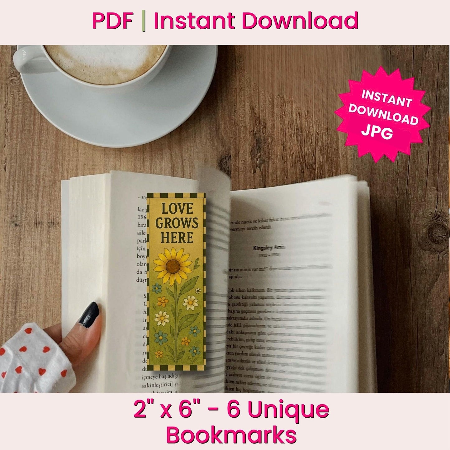 Bee Kind Printable Bookmarks, Retro Floral Bookmark Set, Sunflower Bookmark, Teacher Gift, Inspirational Reading Gifts, Teacher Appreciation