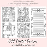 Fairies CYO Printable Ephemera, 6 Page PDF Set Includes - Tags, Envelopes, Journal Page, Bookmarks, Postcards & Stamps, Instruction Sheet, Personal & Small Business Use, Great for Junk Journaling