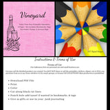 Vineyard CYO Printable Ephemera, 6 Page PDF Set Includes - Tags, Envelopes, Journal Page, Bookmarks, Postcards & Stamps, Instruction Sheet, Personal & Small Business Use, Great for Junk Journaling, Wine Lover Gifts, Create Hostess Tags
