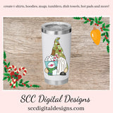 Patchwork Gnomes Christmas Coffee, Xmas Cookies, Snowman, Candy Canes, DIY Mugs, Instant Download, Commercial Use, Clip Art PNG, Digi Scrap