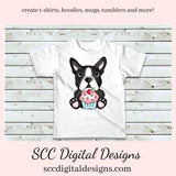 Boston Terrier Loves Cupcakes, Cherry Topped Cupcake, Frosting, Kitchen Utensils, Instant Download, Commercial Use, Clip Art PNG, Digi Scrap, Craft Supplies, Scrapbook Elements