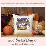 Happy Halloween Sublimation Clipart, Spooky Pumpkins, Ghosts, Caldron, RIP Headstone, Bats, Instant Download, Commercial Use, Clip Art Set PNG, DIY Party Printables, T-Shirt & Hoodie Design, Craft Supplies, Scrapbook Elements, Personal Use
