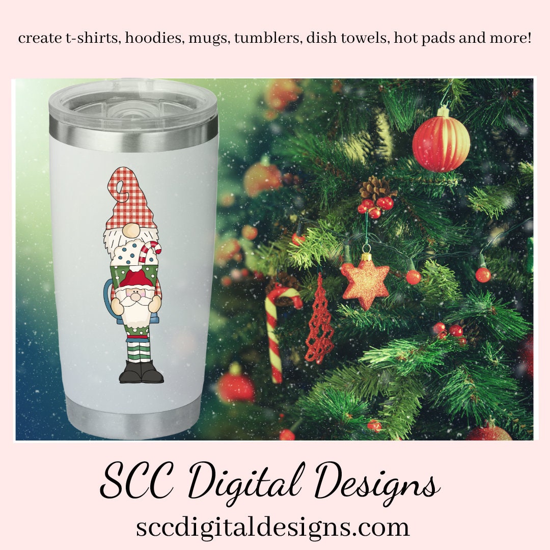Tall Gnomes Christmas Coffee Clipart, Holiday Mugs, Reindeer, DIY Xmas Printables, Instant Download, Commercial Use, Exclusive Clip Art Set