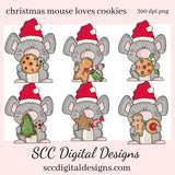 Christmas Mouse PNG, Chubby Mice, Xmas Cookies, Gingerbread, DIY Gift for Her, Instant Download, Exclusive Clipart, Commercial Use Clip Art PNG Set, Create Christmas Decor, Create Holiday Printables, T-Shirt & Hoodie Design, Craft Supplies, Scrapbook Elements, Personal Use