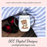 Bear PNG, Boy and Girl Bears, Santa Hat, DIY Gift for Her, Whimsical Art, Exclusive Clipart Set, Instant Download, Commercial Use Clip Art Set, Scrapbook Elements, Craft Supplies, Scrapbook Elements, Personal Use, DIY Printables