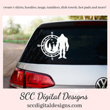 Bigfoot Forest SVG, Sasquatch Decal, Man Cave Sign, Big Foot Sticker, Mountain Art, DIY Gift for Him, Cricut Designs, Commercial Use PNG