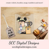 In the Kitchen PNG, Pigtail Girls, Eggs, Chicken, Utensils, DIY Gift for Her, DIY Printables, Exclusive Clipart Set, Instant Download, Commercial Use Clip Art, Scrapbook Elements, Craft Supplies, Personal Use