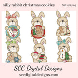 Rabbit PNG, Snowman, Snowmen, Xmas Cookies, Holiday Candy, Santa, Candy Cane, DIY Gift for Her, DIY Printables, Exclusive Clipart Set, Instant Download, Commercial Use Clip Art, Scrapbook Elements, Craft Supplies, Personal Use, Christmas Clipart