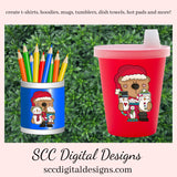 Santa Bear PNG, Snowman Soup, Cocoa Mugs, Snowmen, Santa Hat, DIY Gift for Her, DIY Printables, Exclusive Clipart Set, Instant Download, Commercial Use Clip Art, Scrapbook Elements, Craft Supplies, Personal Use, Christmas Clipart
