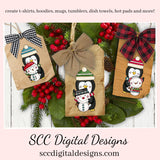 Penguin PNG, Snowman, Snowmen, Santa Hat, DIY Gift for Her, DIY Printables, Exclusive Clipart Set, Instant Download, Commercial Use Clip Art, Scrapbook Elements, Craft Supplies, Personal Use, Christmas Clipart