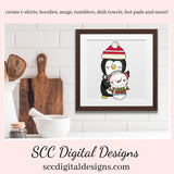 Penguin PNG, Snowman, Snowmen, Santa Hat, DIY Gift for Her, DIY Printables, Exclusive Clipart Set, Instant Download, Commercial Use Clip Art, Scrapbook Elements, Craft Supplies, Personal Use, Christmas Clipart
