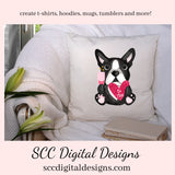 Boston Terrier PNG, Valentine's Clip Art, Black & White Dog, DIY Gift for Her, Instant Download, Dog Clip Art PNG, Commercial Use Art, Scrapbook Elements, Dog PNG for Tumblers, Clipart for Stickers, Clip Art for Kids, Old Red Truck, Dog Lover Gift For Women