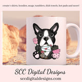 Boston Terrier PNG, Valentine's Clip Art, Black & White Dog, DIY Gift for Her, Instant Download, Dog Clip Art PNG, Commercial Use Art, Scrapbook Elements, Dog PNG for Tumblers, Clipart for Stickers, Clip Art for Kids, Old Red Truck, Dog Lover Gift For Women