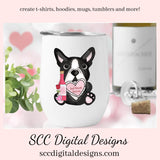 Boston Terrier PNG, Valentine's Clip Art, Black & White Dog, DIY Gift for Her, Instant Download, Dog Clip Art PNG, Commercial Use Art, Scrapbook Elements, Dog PNG for Tumblers, Clipart for Stickers, Clip Art for Kids, Old Red Truck, Dog Lover Gift For Women